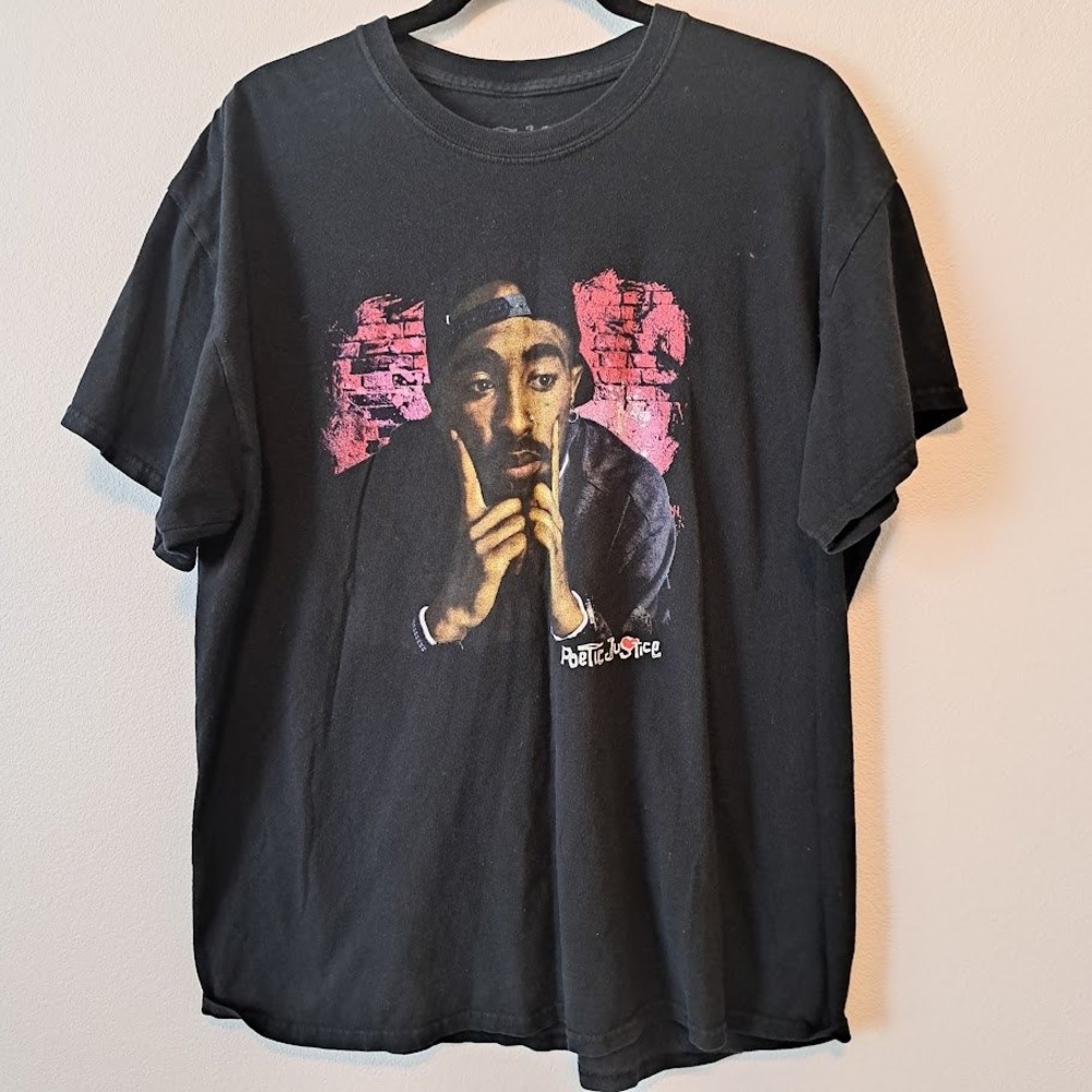 Poetic Justice Tupac Shakur Graphic T-Shirt Men's XL Black Short Sleeve 2Pac